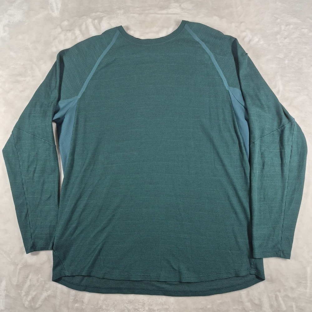 Lululemon Long Sleeve Shirt Men's XL Green Ventilated Hiking Waffle Knit Thermal